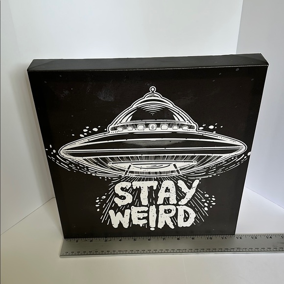 Other - Black and White UFO Stay Weird Canvas Art